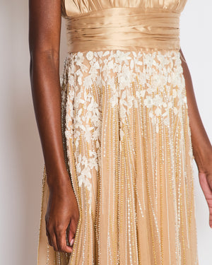 Saiid Kobeisy Tan Embellished Short Sleeve Midi Dress Size UK 8 / 10 Sellier Saiid Kobeisy Tan Embellished Short Sleeve Midi Dress Size UK 8 / 10 Sellier