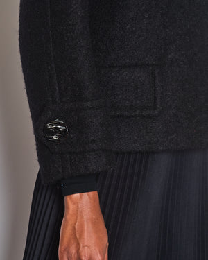 Prada Black Wool Cropped Jacket with Turquoise Embellishments & Black Marble Effect Buttons Details Size IT 40 (UK 8)