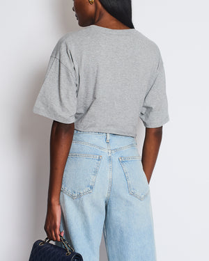 Miu Miu Grey Cropped Logo T-Shirt with Tie Detail Size S (UK 8/10)