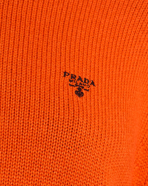 Prada Orange Knitted Jumper with Logo Detail Size IT 38 (UK 6)