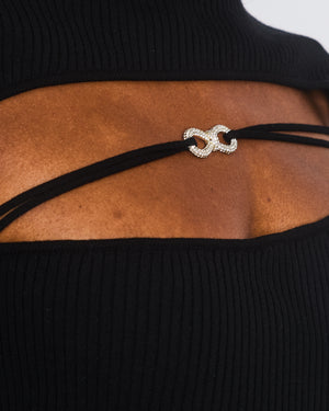 Mach and Mach Black Full Sleeve Chest Cut Out Bow Detail Short Dress Size (UK 12)