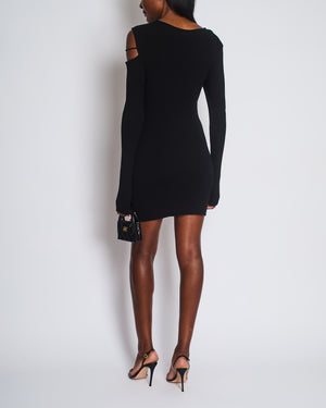 Mach and Mach Black Full Sleeve Chest Cut Out Bow Detail Short Dress Size (UK 12)