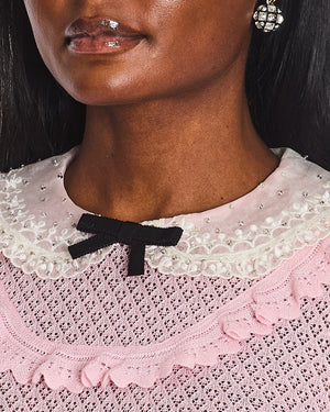 Miu Miu Baby Pink Peter Pan Collar Cashmere Knit Jumper Size IT 42 (UK 10) RRP £990