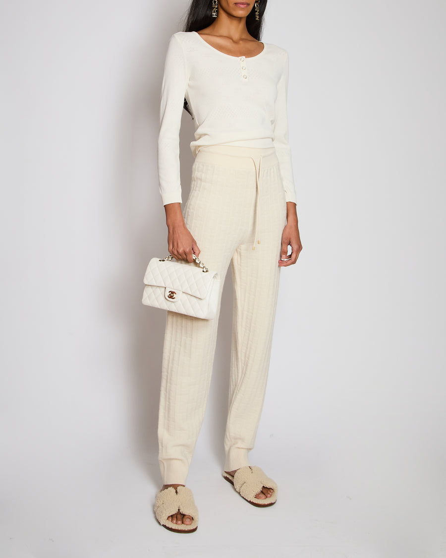 Hermès "H" Wool Jogging Pants In Blanc Naturel Size FR 40 (UK 12)
