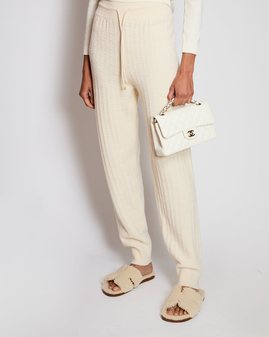 Hermès "H" Wool Jogging Pants In Blanc Naturel Size FR 40 (UK 12)