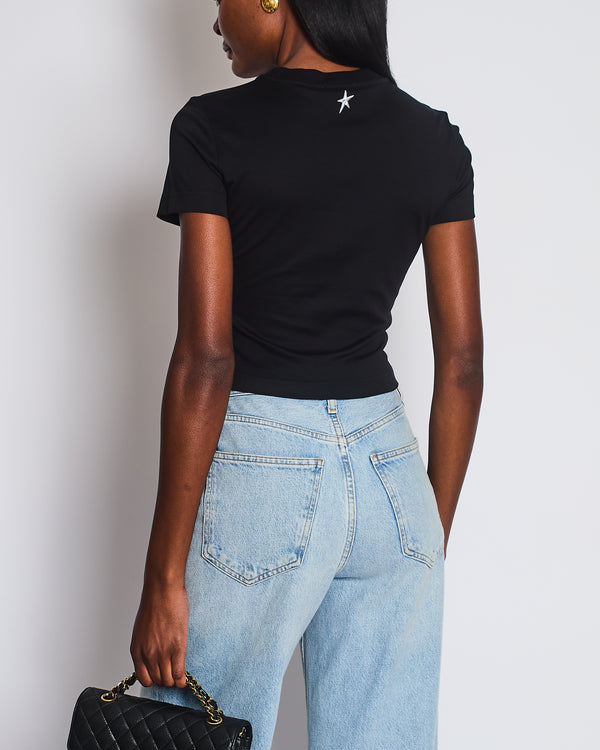 Mugler Black Ruched Cotton Top with Piercing Detail Size S (UK 8)