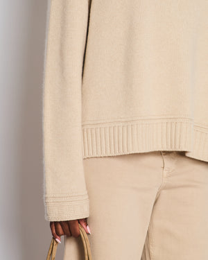 Loro Piana Beige Cashmere Long Sleeve Jumper with High Neck Size M (UK 10)