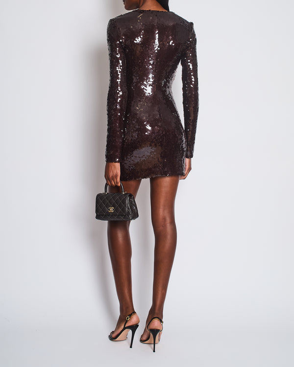 16Arlington Brown Solarium Sequin Mini Dress Size UK 8