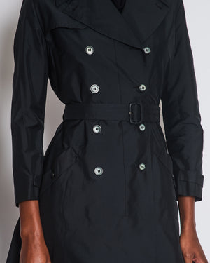 Miu Miu Black Belted Trench Coat with Marble Effect Buttons Detail Size IT 42 (UK 10)