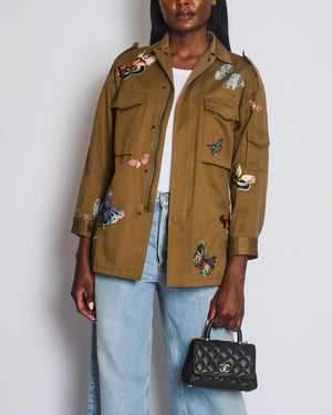 Valentino Khaki Butteryfly Embroidered Jacket with Pocket Detail Size IT 40 (UK 8)