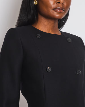 Chloe Black Cropped Double Breasted Jacket with Leather Detail Size FR 34 (UK 6)