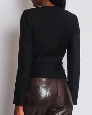Chloe Black Cropped Double Breasted Jacket with Leather Detail Size FR 34 (UK 6)