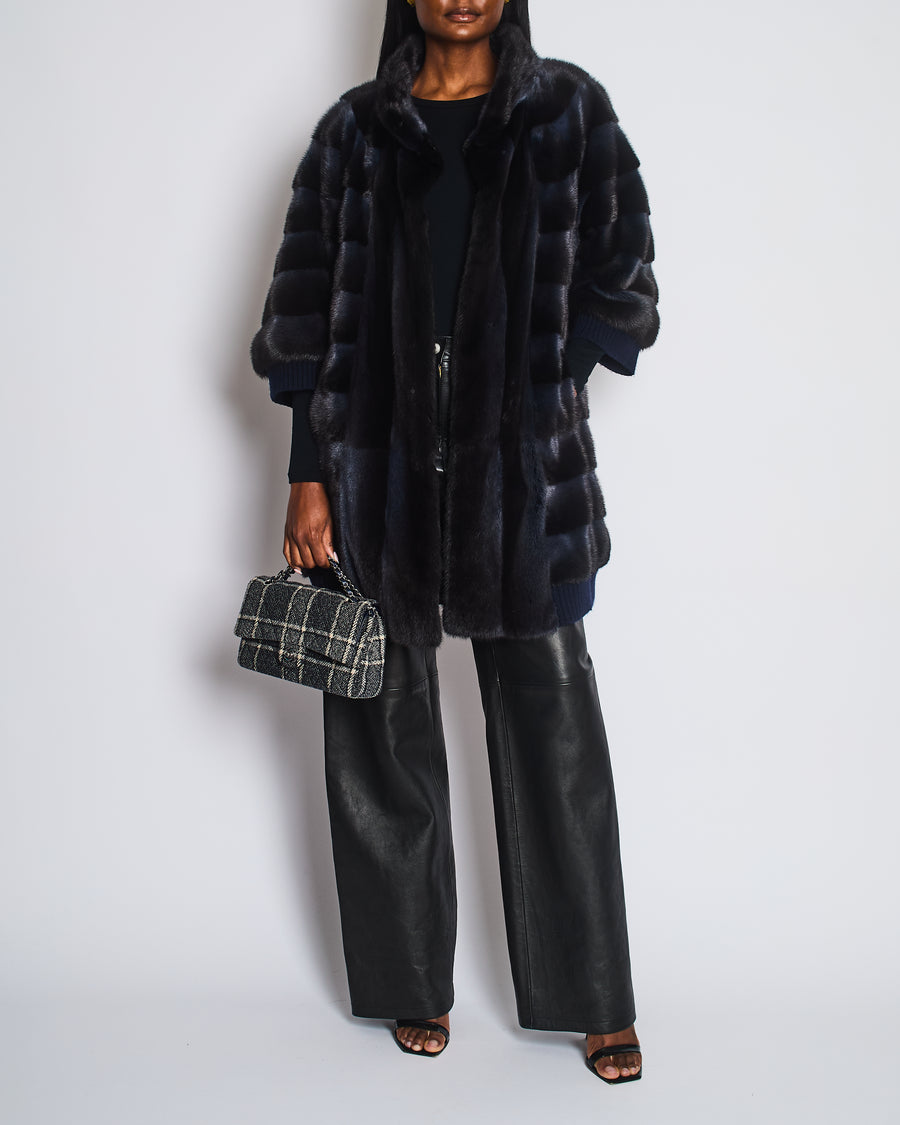 Grandi Navy Gradient Long Sleeve Mink Jacket Size M (UK 10)