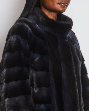 Grandi Navy Gradient Long Sleeve Mink Jacket Size M (UK 10)
