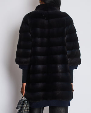 Grandi Navy Gradient Long Sleeve Mink Jacket Size M (UK 10)