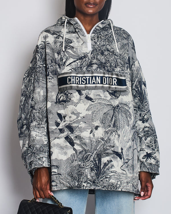 Christian Dior Navy Toile de Jouy Logo Windbreaker Size M (UK 10)