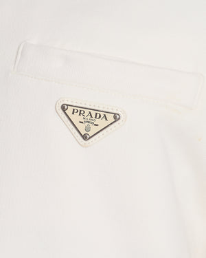 Prada Cream Cotton Hoodie with Logo and Pocket Detail Size XS (UK 6)