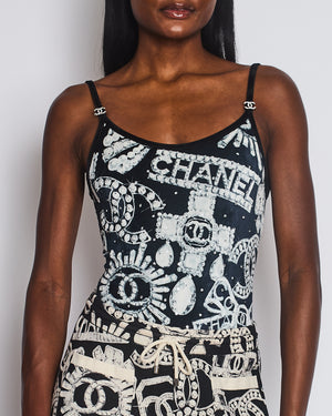 Chanel 23/N Navy Coco Neige Velvet CC Logo Swimsuit Size FR 34 (UK 6)