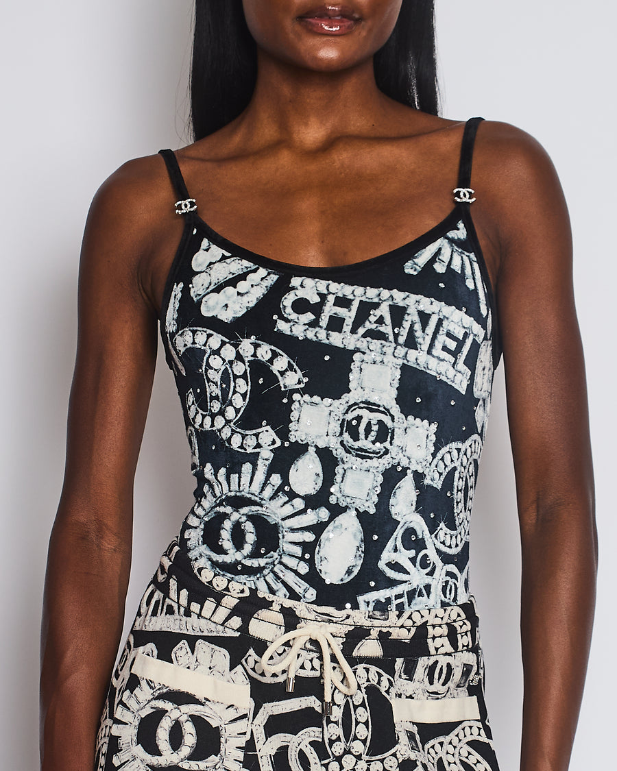 Chanel 23/N Navy Coco Neige Velvet CC Logo Swimsuit Size FR 34 (UK 6)
