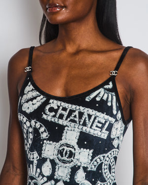 Chanel 23/N Navy Coco Neige Velvet CC Logo Swimsuit Size FR 34 (UK 6)