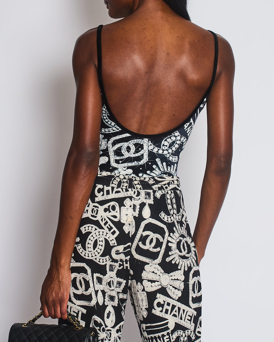 Chanel 23/N Navy Coco Neige Velvet CC Logo Swimsuit Size FR 34 (UK 6)