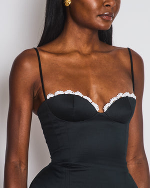Magda Butrym Black Bustier Mini Dress with White Crochet Trim Size XS (UK 6) RRP £1190