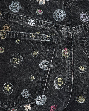 Chanel Fall/Winter 25/26 Dark Grey Laminated Logo High-Rise Jeans Size FR 34 (UK 6)