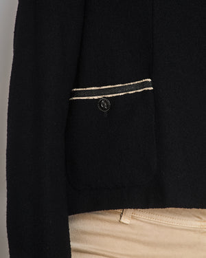 Chanel 14/C Black Tweed Jacket with Frayed Trim Detail Size FR 40 (UK 12)