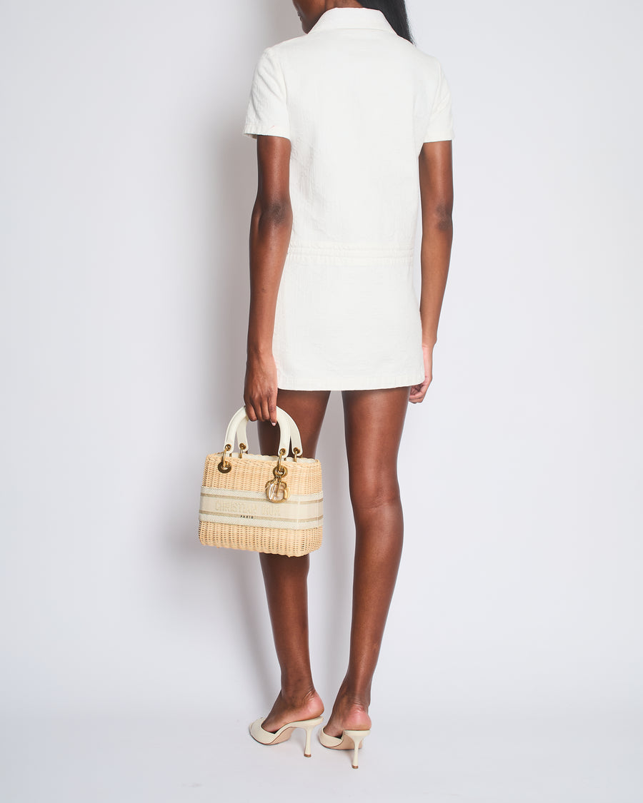 Gucci White Denim GG Jacquard Mini Dress Size IT 36 (UK 4) RRP £1,850