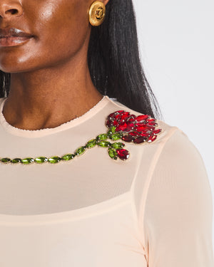 Simone Rocha Light Pink Sheer Embellished Carnation Top Size UK 6