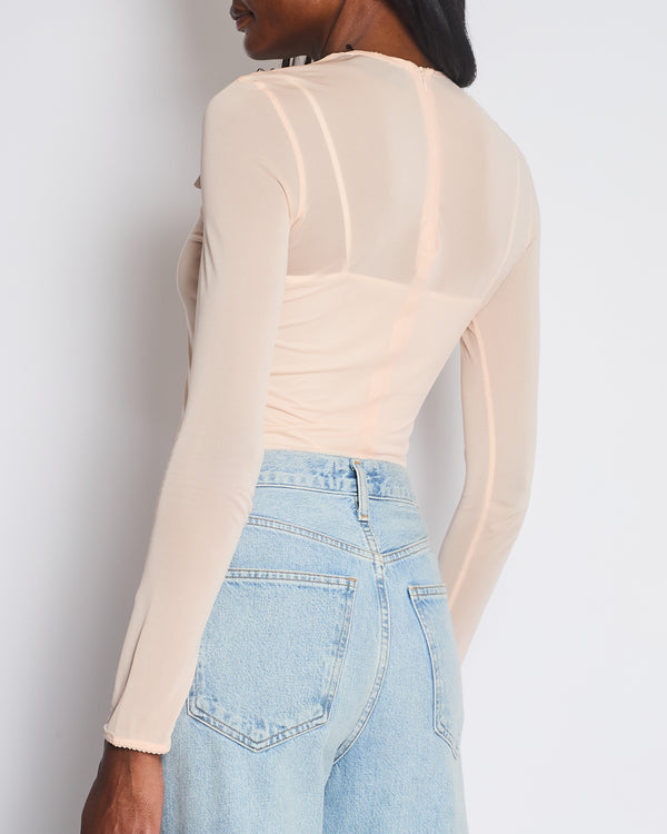 Simone Rocha Light Pink Sheer Embellished Carnation Top Size UK 6