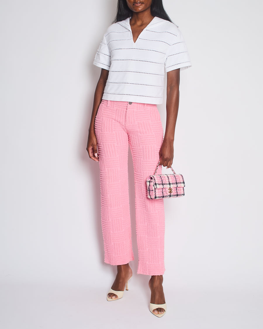 Bottega Veneta Pink Wide Leg Intreccio Trousers Size IT 36 (UK 4)