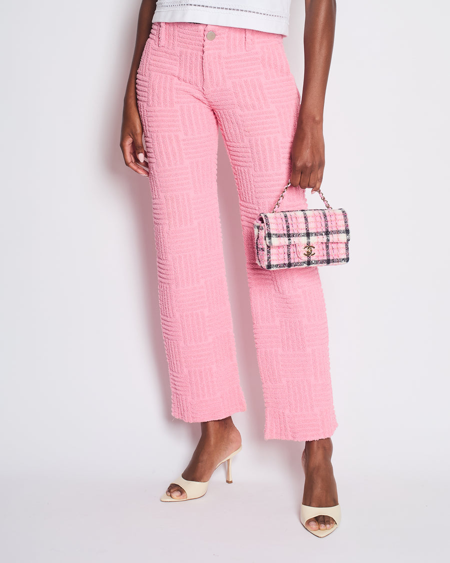 Bottega Veneta Pink Wide Leg Intreccio Trousers Size IT 36 (UK 4)