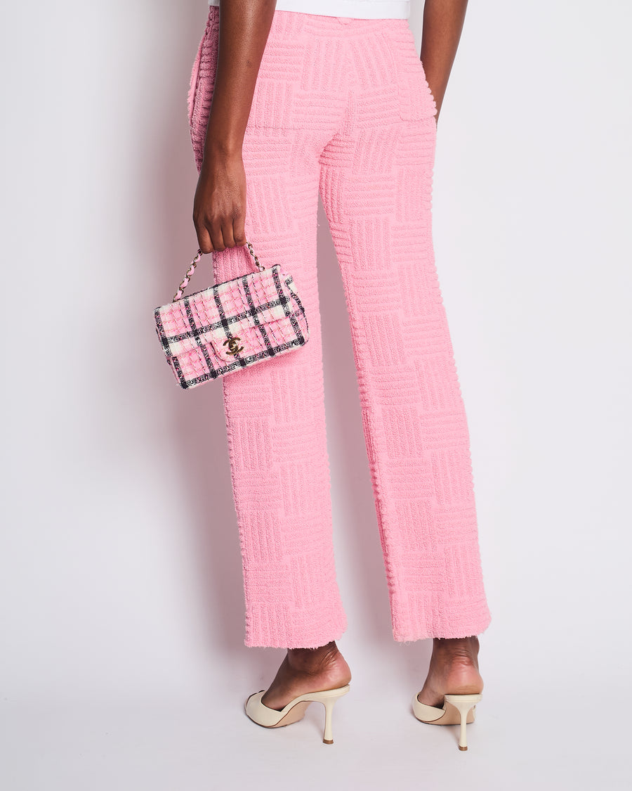 Bottega Veneta Pink Wide Leg Intreccio Trousers Size IT 36 (UK 4)