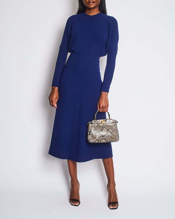 Victoria Beckham Navy Blue Dolman Sleeve Midi Dress Size UK 6