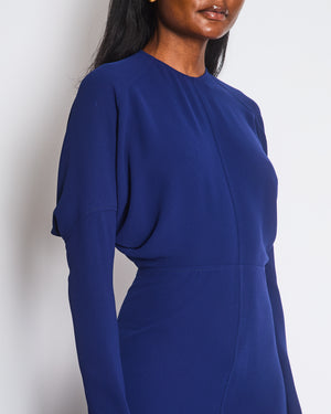 Victoria Beckham Navy Blue Dolman Sleeve Midi Dress Size UK 6