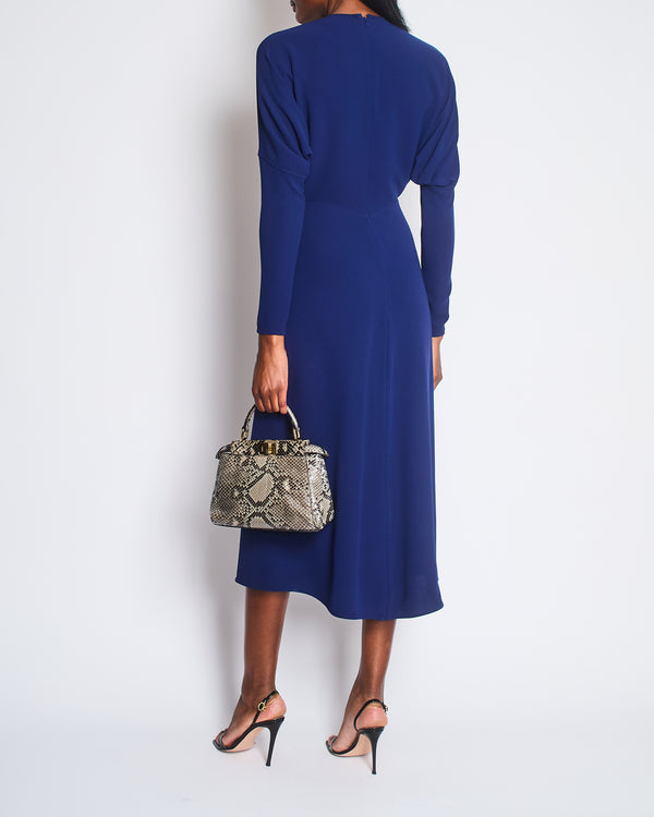 Victoria Beckham Navy Blue Dolman Sleeve Midi Dress Size UK 6