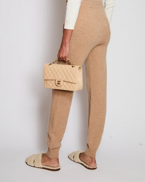 Celine Tan Cashmere Joggers with Cuffed Hems and Logo Tie Size S (UK 8)