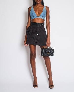 Prada Re-Nylon Black Belted Nylon Skirt with Logo Pouch Pocket Size IT 38 (UK 6)