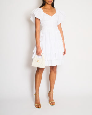 Dolce & Gabbana White Poplin Mini Corset Dress with Ruffle Details Size IT 44 (UK 12) RRP £1,400
