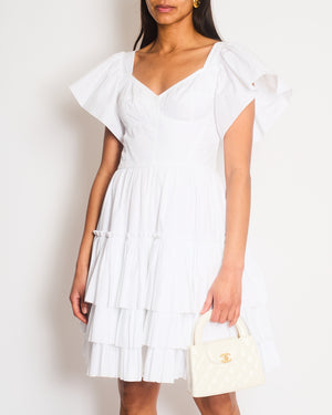 Dolce & Gabbana White Poplin Mini Corset Dress with Ruffle Details Size IT 44 (UK 12) RRP £1,400