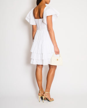 Dolce & Gabbana White Poplin Mini Corset Dress with Ruffle Details Size IT 44 (UK 12) RRP £1,400