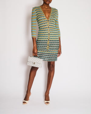 M Missoni Grey, Yellow and Blue Knit Cardigan and Top Chevron Set Size IT 44 (UK 12)