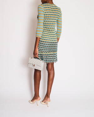 M Missoni Grey, Yellow and Blue Knit Cardigan and Top Chevron Set Size IT 44 (UK 12)