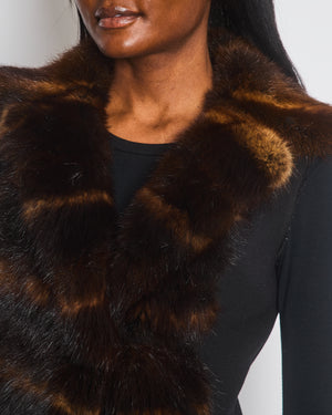 Ermanno Scervino Black Gilet with Brown Fur Trim Size IT 42 (UK 10)