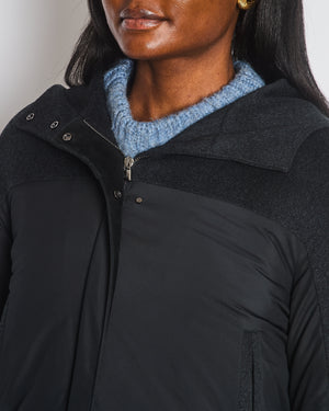 Loro Piana Black and Grey Cashmere Hooded Zip Jacket Size IT 40 (UK 8)