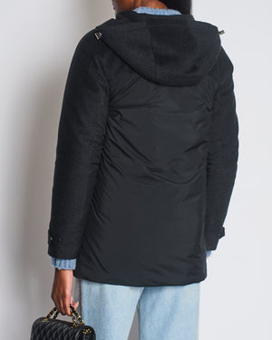 Loro Piana Black and Grey Cashmere Hooded Zip Jacket Size IT 40 (UK 8)