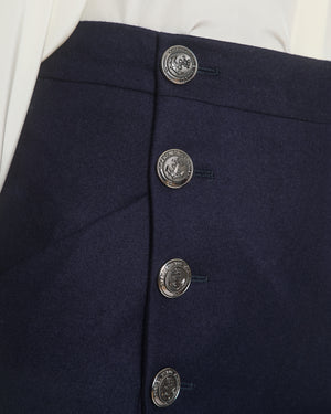 Chanel Navy Wool High Waisted Culottes with Button Detail Size FR 34 (UK 6)