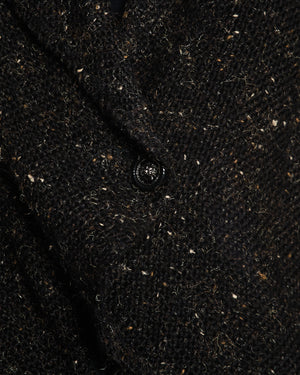 Chanel Black Wool Long Coat with Silver Lion Buttons Detail Size FR 36 (UK 8)