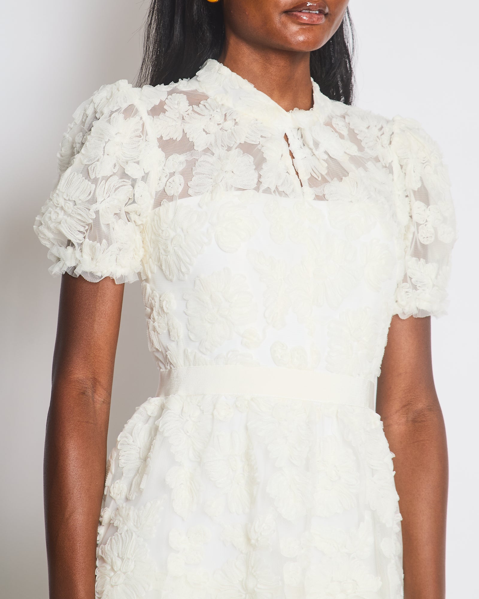 Self-Portrait White Ribbon Lace Tiered Maxi Dress in Size UK 8 – Sellier